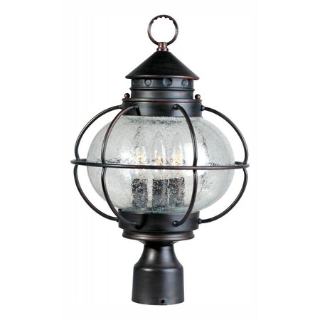 Maxim Three Light Oil Rubbed Bronze Seedy Glass Post Light 30500CDOI